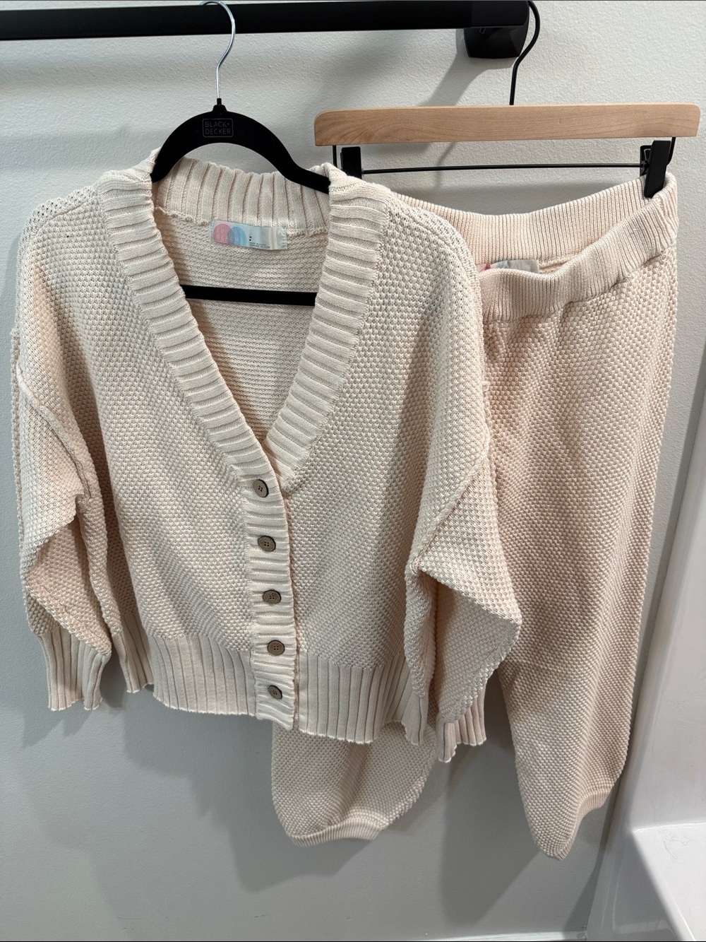 Free People Beach Hailee Cream Knit Button-Front Cardigan & Skirt Set